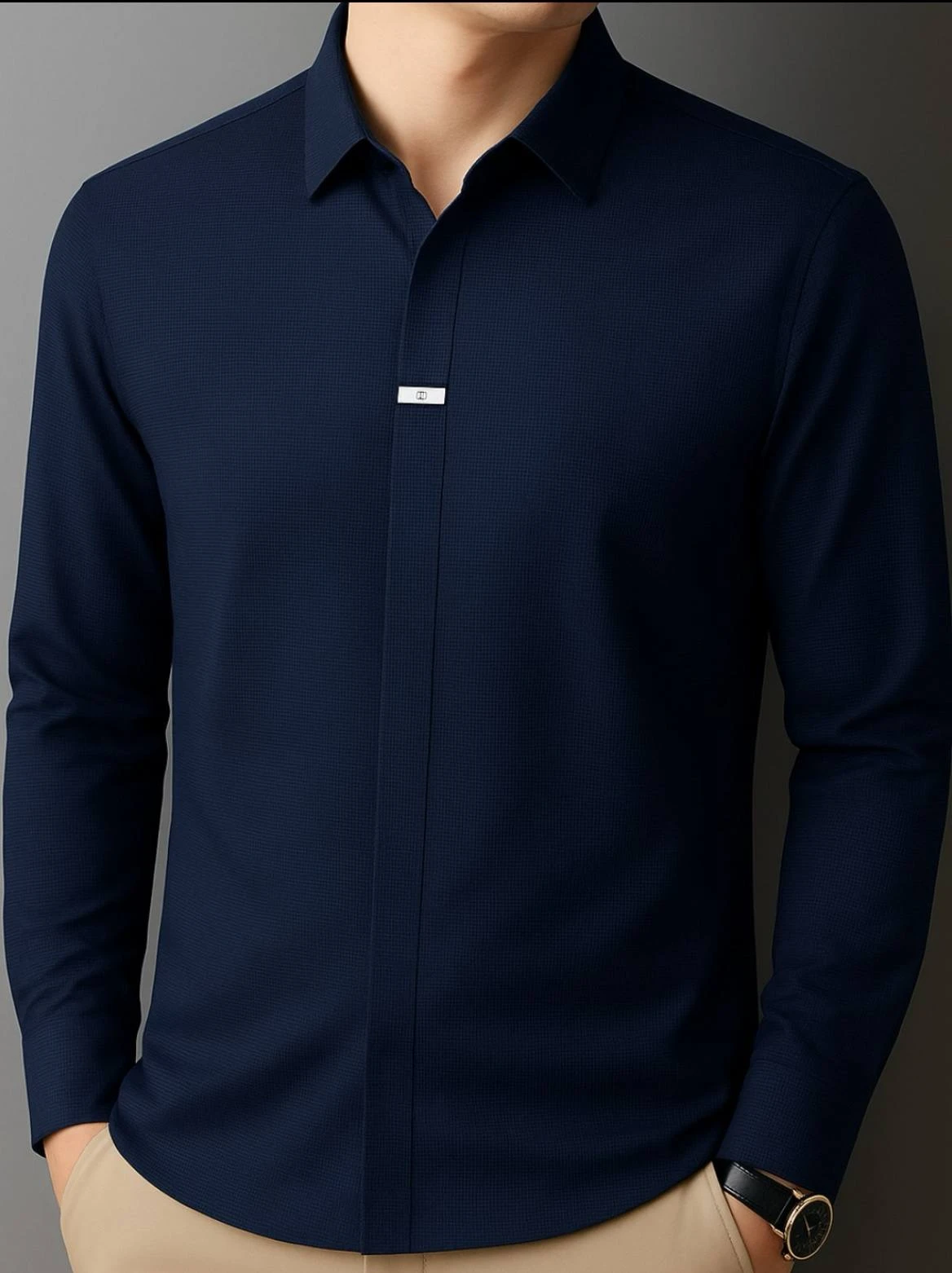 Erkaklar uchun ko’ylak - polo, oldi berk planka, obmanka, cho’ziluvchan, bahor - yoz ✅ rasm 3