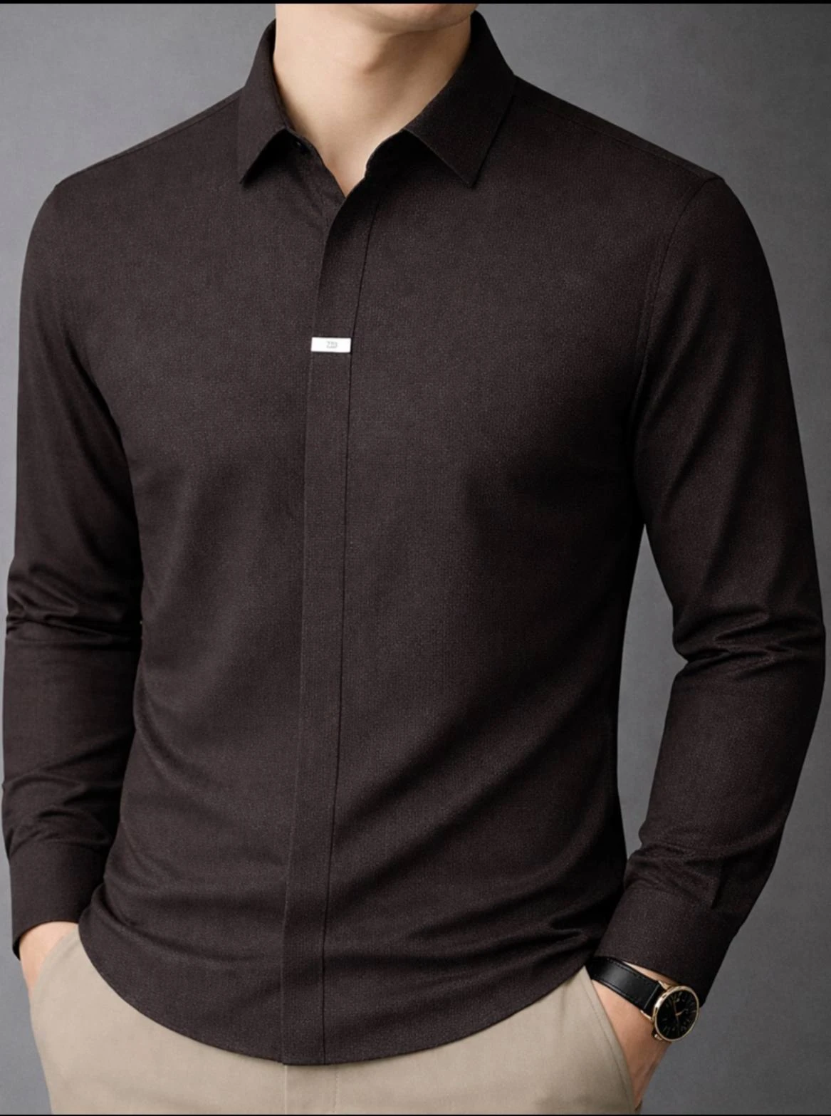 Erkaklar uchun ko’ylak - polo, oldi berk planka, obmanka, cho’ziluvchan, bahor - yoz ✅ rasm 4