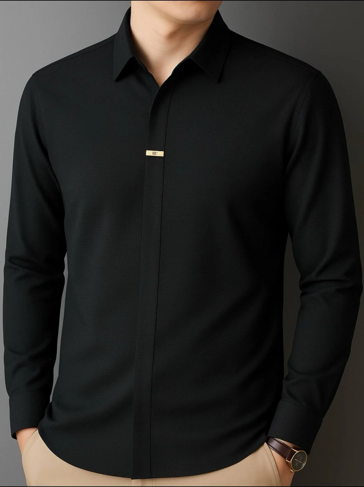 Erkaklar uchun ko’ylak - polo, oldi berk planka, obmanka, cho’ziluvchan, bahor - yoz ✅ rasm 5