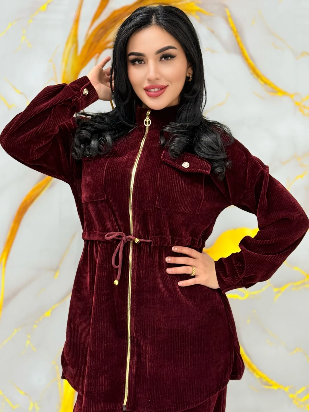 Ayollar uchun yumshoq va mayin velvet komplekt: shim va zamokli kostyum dvoyka rasm 2