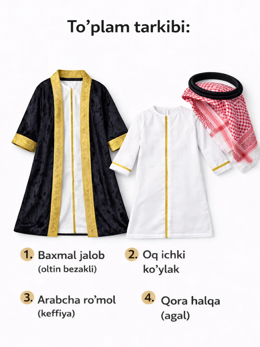 Hashamatli arabcha erkaklar 3 qismli to‘plami — maxsus kunlar uchun qirollik uslubi rasm 6