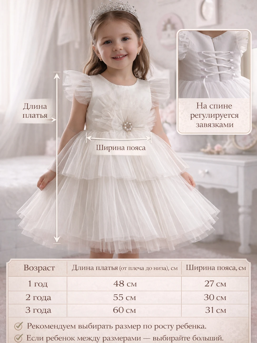 1-9 yoshli qizlar uchun bayramona liboslar, yevrofatindan bezatilgan bolalar liboslari rasm 2