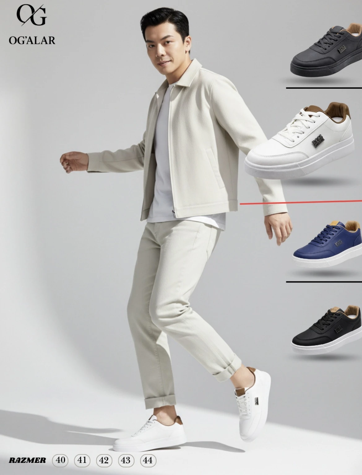 Erkaklar kedasi Boss krosovkasi, Barcha mavsumga mos. Qulay, yengil va sifatli