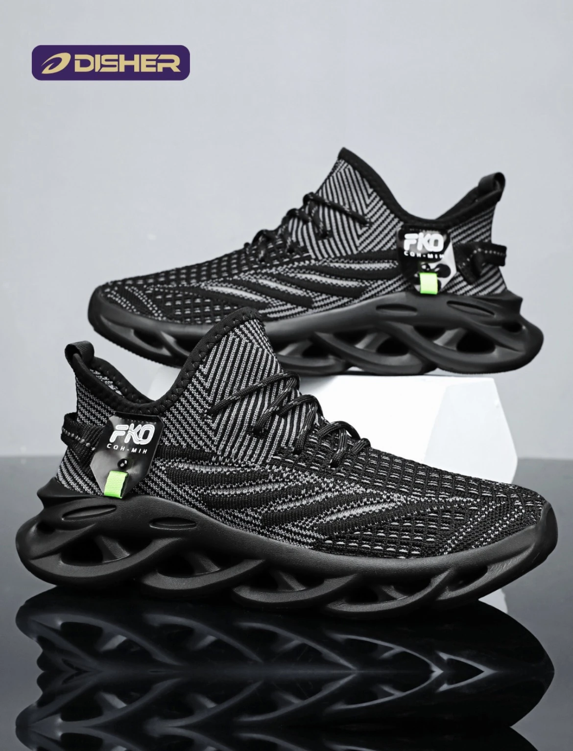 Erkaklar krossovkalari Disher AeroPulse, nafas oluvchi, yumshoq taglikli