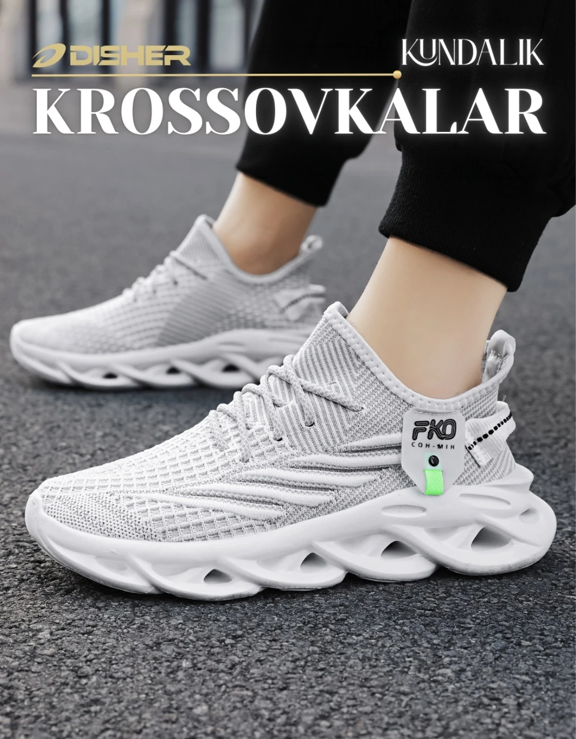 Erkaklar krossovkalari Disher AeroPulse, nafas oluvchi, yumshoq taglikli rasm 2