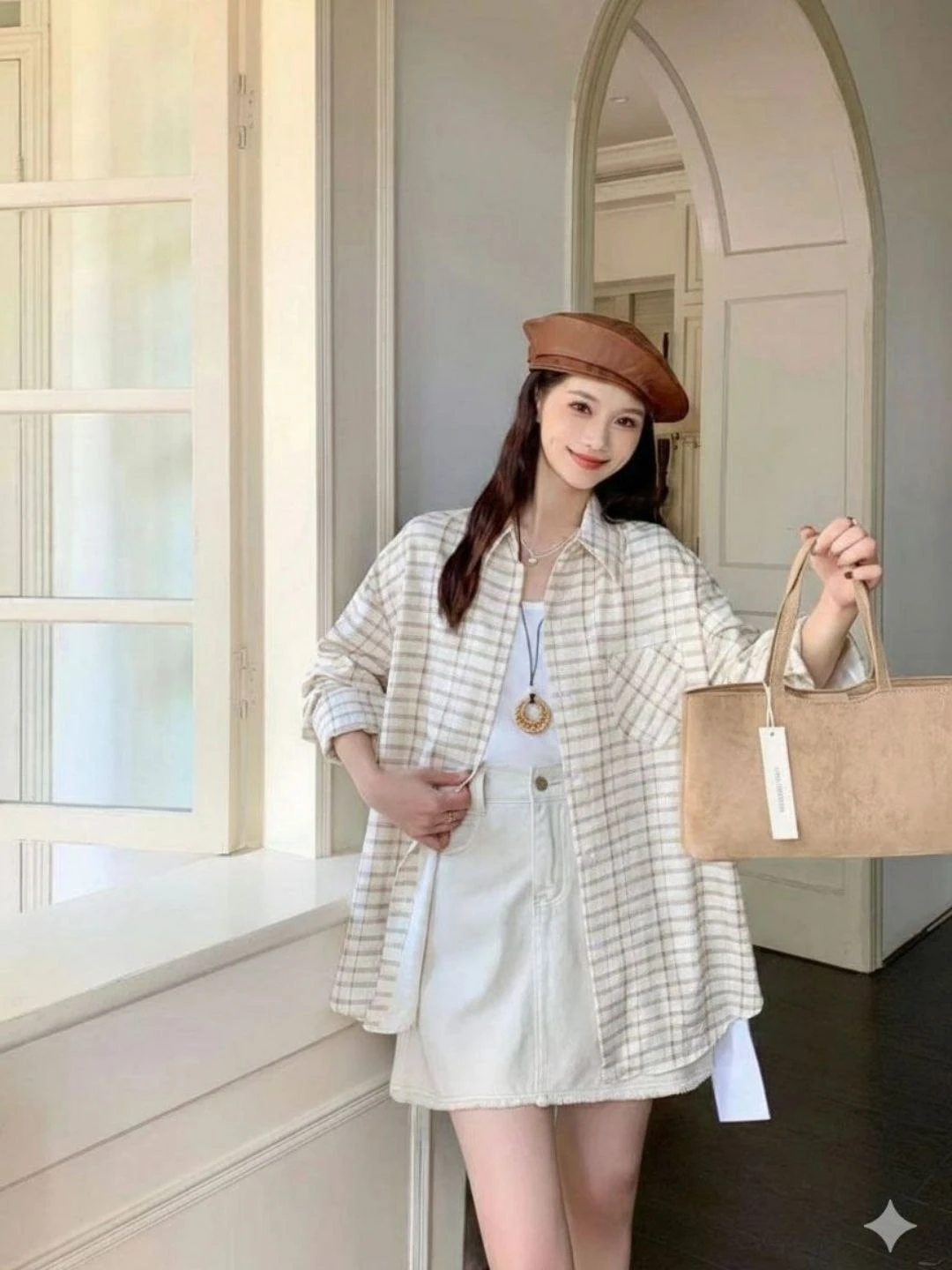 ​Ayol va qizlar uchun zamonaviy katakli rubashka-kofta.Blyuzka razmer standart (44-50)