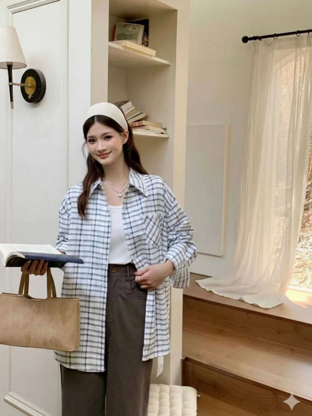 ​Ayol va qizlar uchun zamonaviy katakli rubashka-kofta.Blyuzka razmer standart (44-50) rasm 2